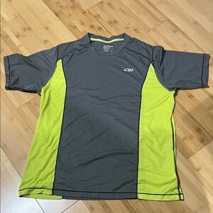 Outdoor Research Men's Charcoal and Lime wicking shirt
